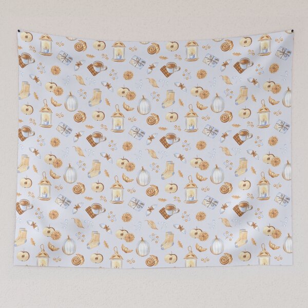 Item preview, Cozy Autumn pattern (on light blue) designed and sold by Flowersforbear.