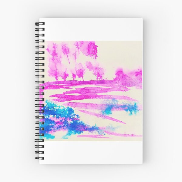 Item preview, Pink landscape with blue flowers. designed and sold by Rita1122.