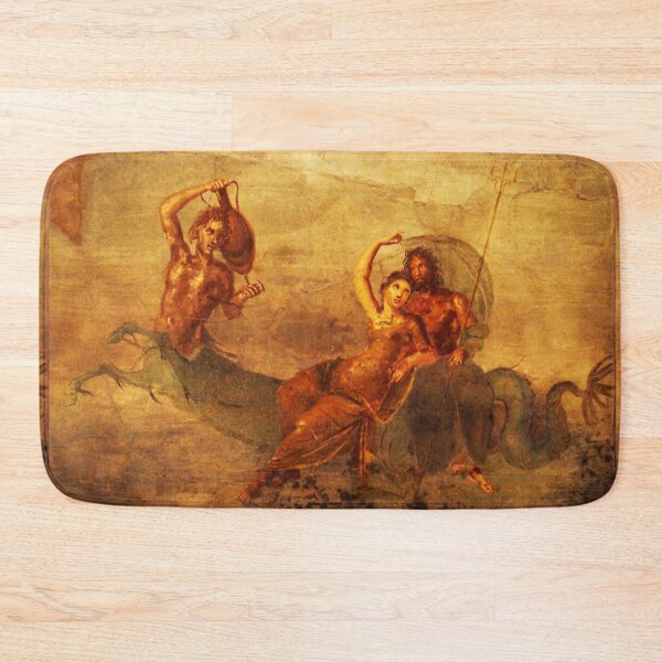 Item preview, NEPTUNE AND AMPHITRITE WITH A HIPPOCAMPUS Pompeii Roman Fresco designed and sold by BulganLumini.