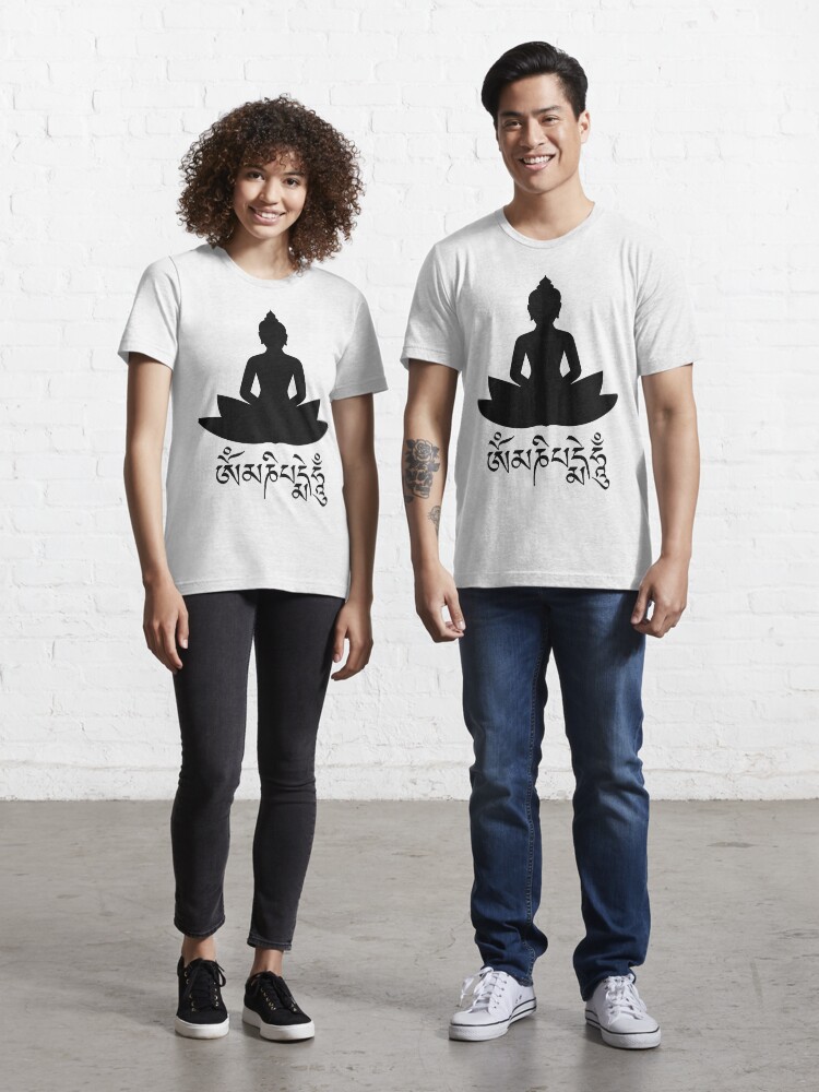 Buddha T-Shirt With Tibetan Mantra Om Mani Padme Hum
