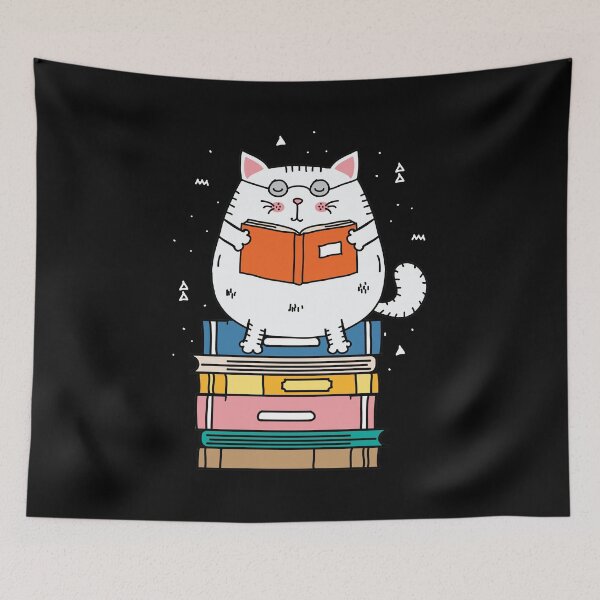 Item preview, Reading cat books reading gift literature students designed and sold by Lenny Stahl.