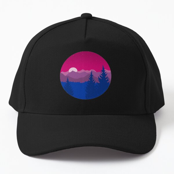 Aperçu de l'œuvre Drapeau de la fierté bisexuelle subtile Paysage montagneux créée et vendue par AmethystArtwork.