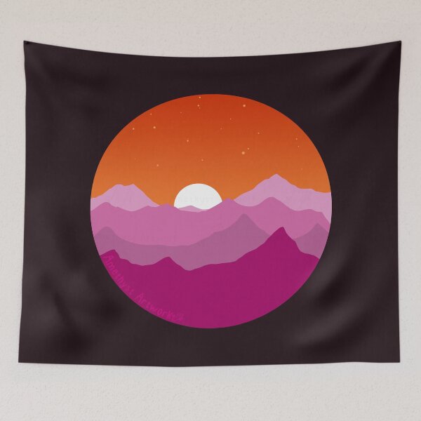 Item preview, Subtle Lesbian Pride Flag Mountain Landscape  designed and sold by AmethystArtwork.