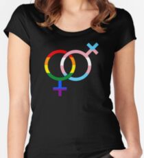 Trans Lesbian Hooked Venus Glyphen Tailliertes Rundhals-Shirt