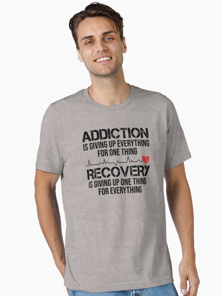 Thumbnail 1 of 7, Essential T-Shirt, Addiction VS Recovery AA NA Heartbeat for a Clean Sober Life designed and sold by T-ShirtJohn.