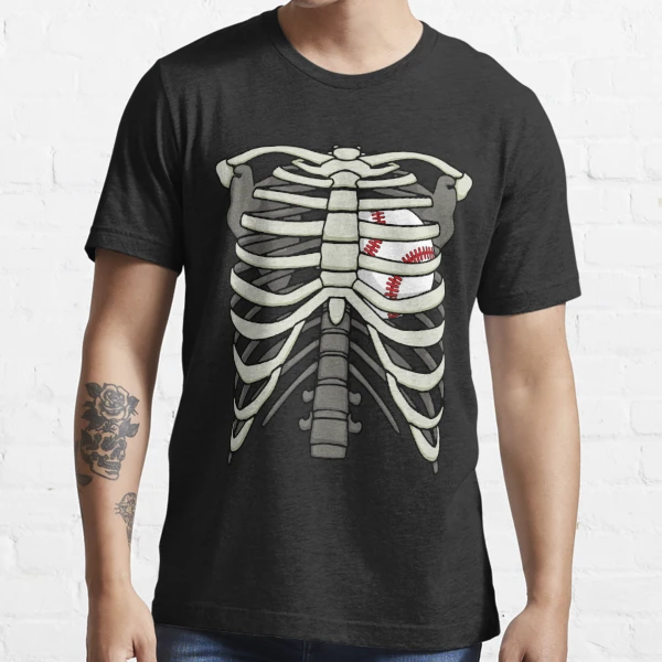 Creepy Baseball Player Skeleton Graphic Premium T-Shirt