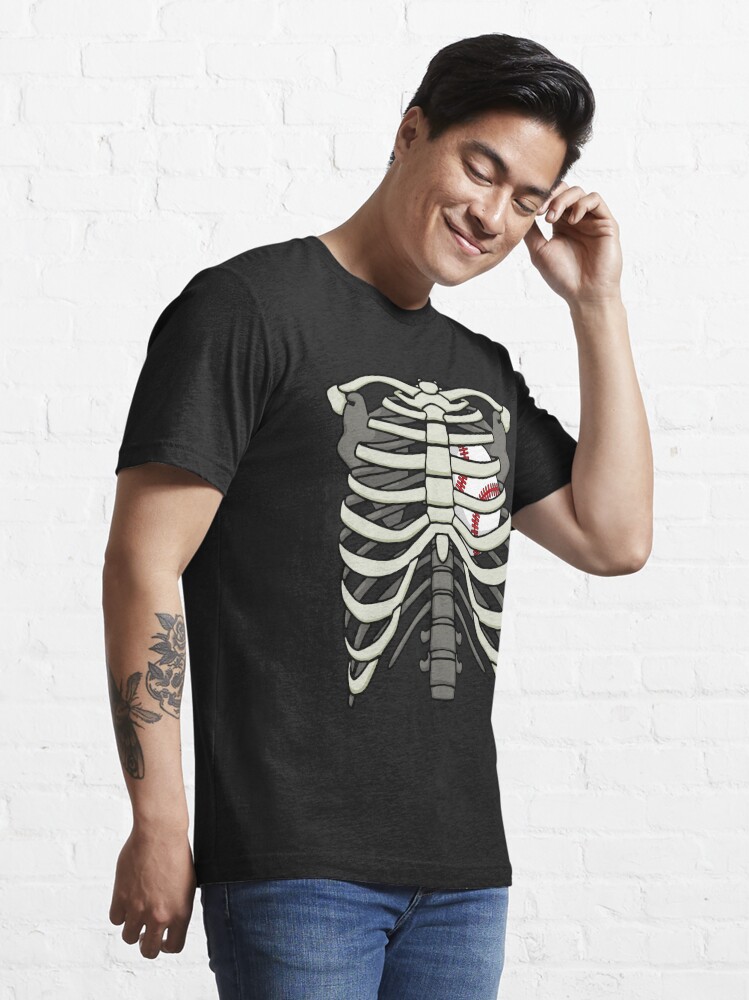 Creepy Baseball Player Skeleton Graphic Premium T-Shirt