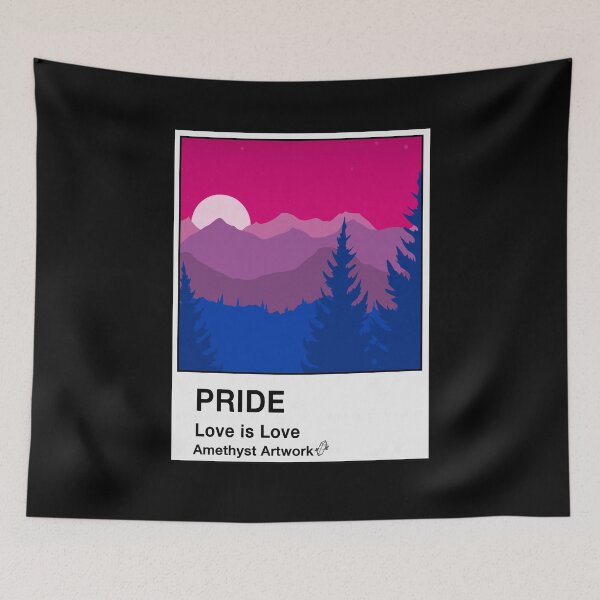 Item preview, Bisexual Pride Flag Mountainscape Paint Sample Card  designed and sold by AmethystArtwork.
