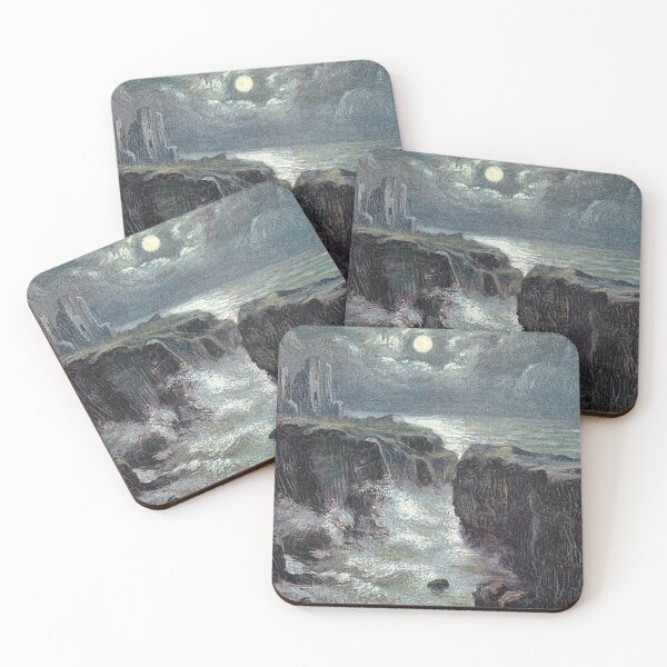 Item preview, Vintage Illustration of Moonlit Castle Sinclair, Girnigoe, Caithness designed and sold by yourscotland.