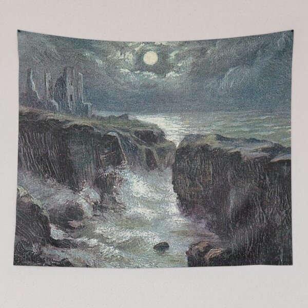 Item preview, Vintage Illustration of Moonlit Castle Sinclair, Girnigoe, Caithness designed and sold by yourscotland.