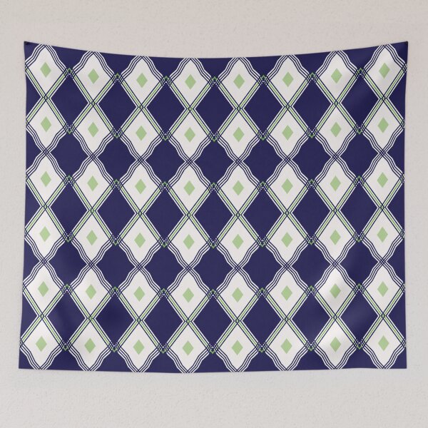 Item preview, Blue green and white diamond unique Argyle pattern designed and sold by BLMcreations.