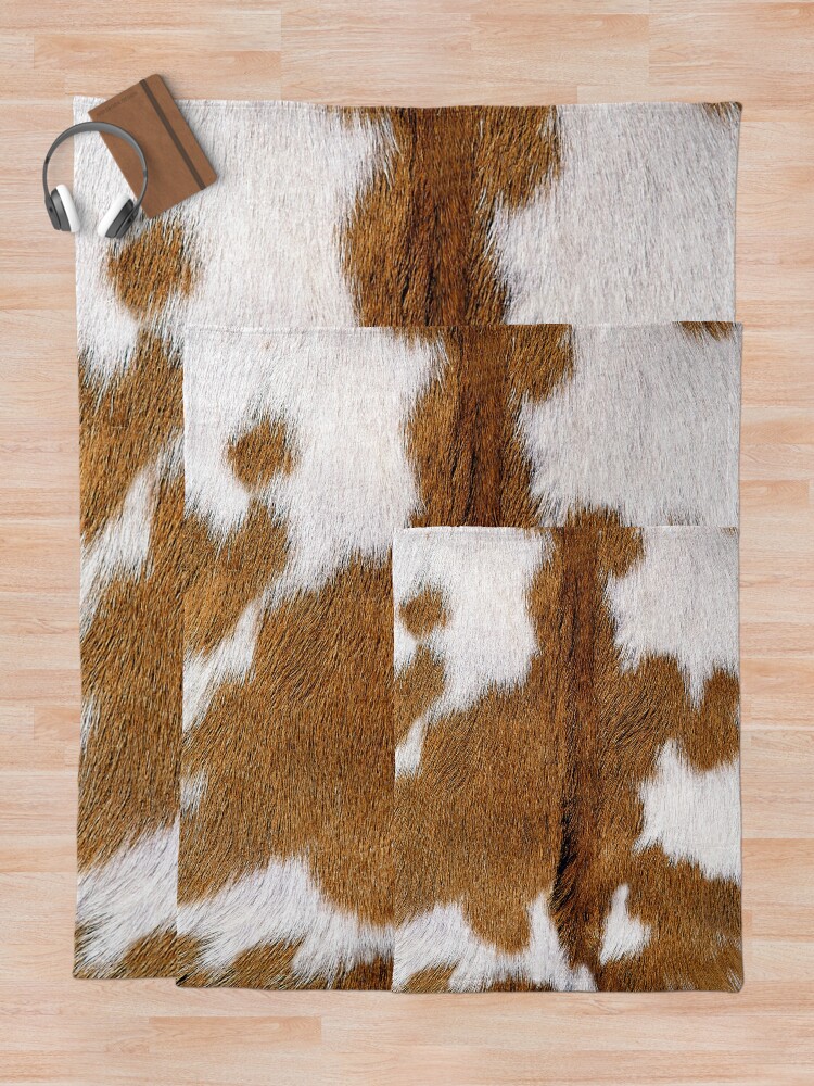 "Cow Hide Brown & White" Throw Blanket by GymmerLife Redbubble