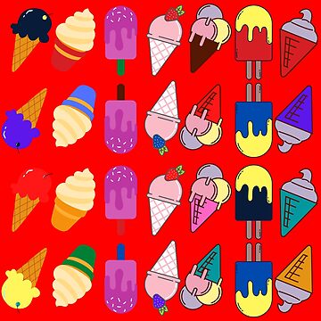 Artwork thumbnail, Ice Cream Flavour Red Background by DesignMore21