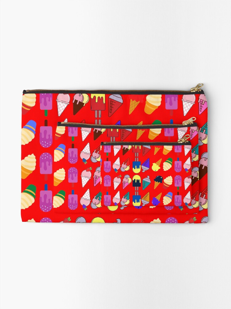 Thumbnail 2 of 4, Zipper Pouch, Ice Cream Flavour Red Background designed and sold by DesignMore21.