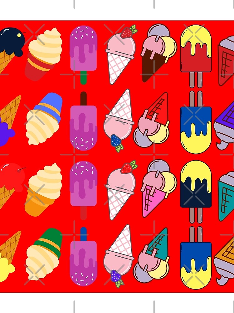Thumbnail 3 of 3, Scarf, Ice Cream Flavour Red Background designed and sold by DesignMore21.