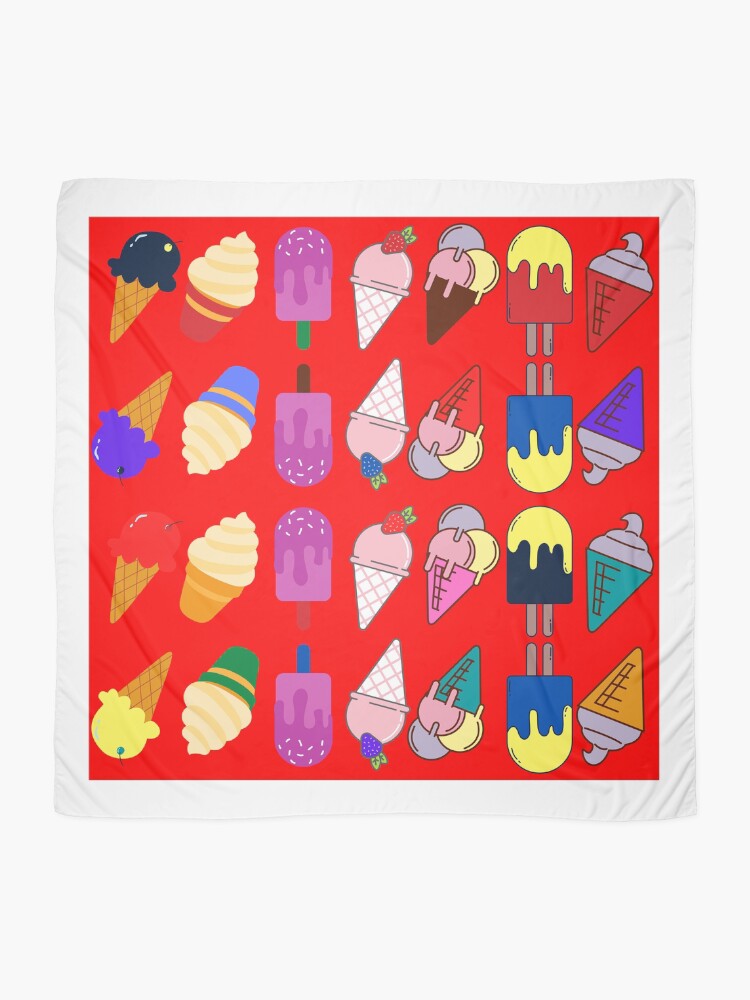 Thumbnail 2 of 3, Scarf, Ice Cream Flavour Red Background designed and sold by DesignMore21.