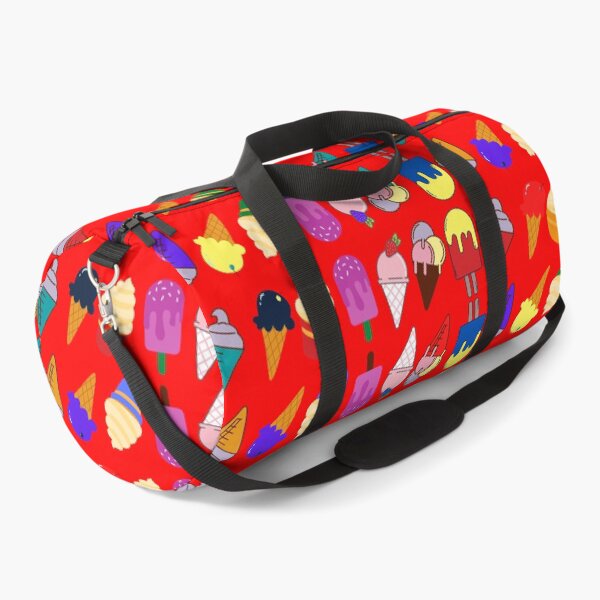 Ice Cream Flavour Red Background Duffle Bag