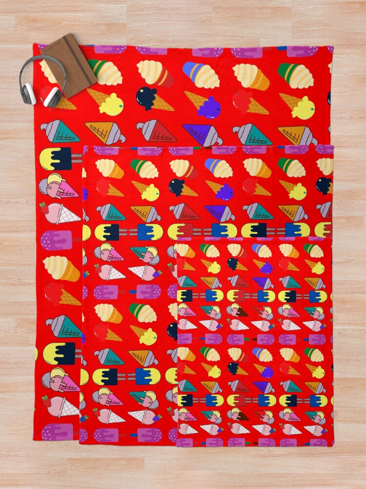 Thumbnail 5 of 6, Throw Blanket, Ice Cream Flavour Red Background designed and sold by DesignMore21.