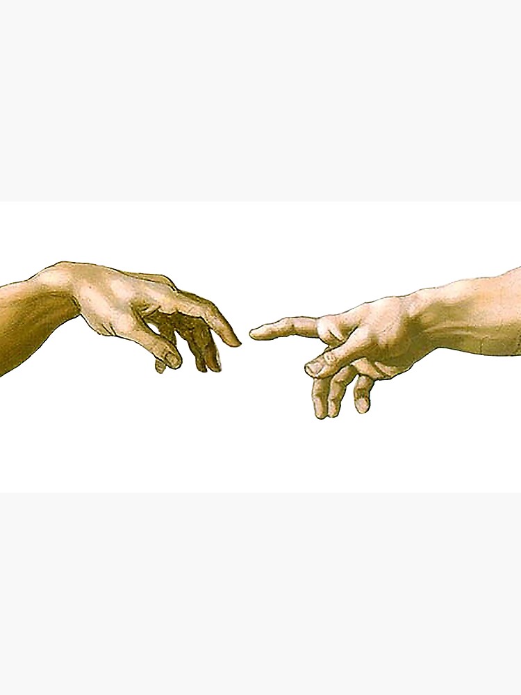 Touch of God, The Creation of Adam, (close up), Michelangelo, 1510, Genesis, Ceiling, Sistine Chapel, Rome, on BLACK. by TOMSREDBUBBLE