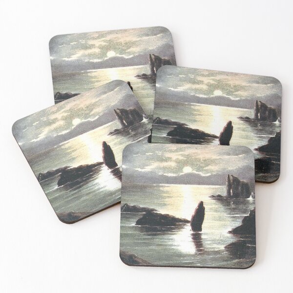Item preview, Vintage Illustration of Moonlit Sea at The Drongs, Shetland Isles designed and sold by yourscotland.