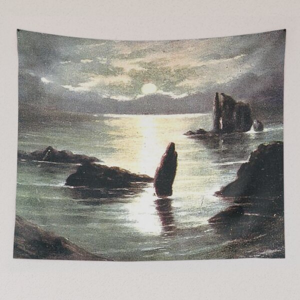 Item preview, Vintage Illustration of Moonlit Sea at The Drongs, Shetland Isles designed and sold by yourscotland.