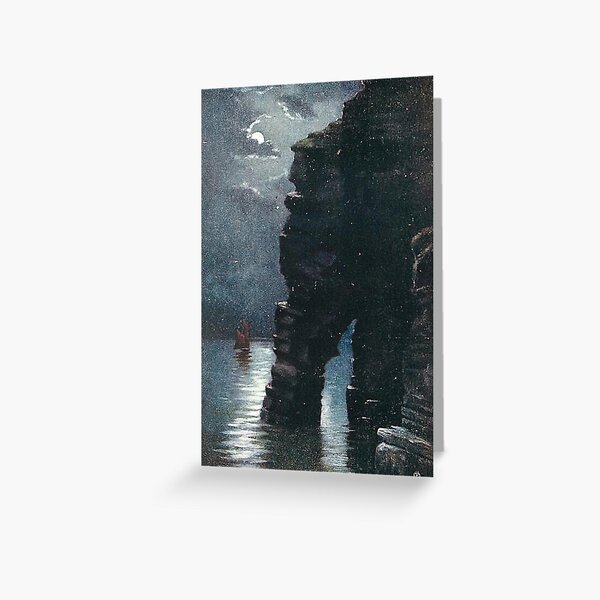 Item preview, Vintage Illustration of Moonlit Sea at Giants Leg, Shetland Islands designed and sold by yourscotland.