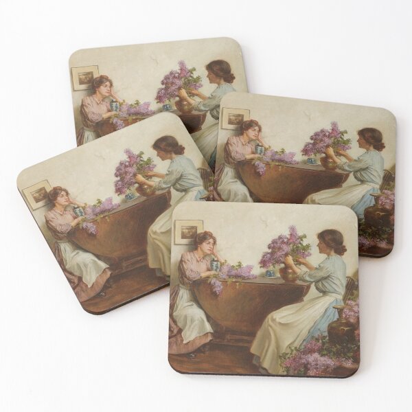 Item preview, Women Arranging Flowers, by Albert Chevallier Tayler. designed and sold by Historical Paintings.