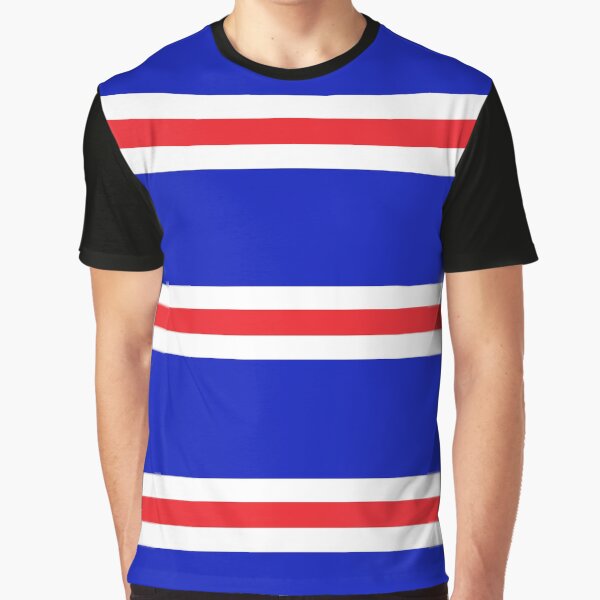 red white and blue graphic tee