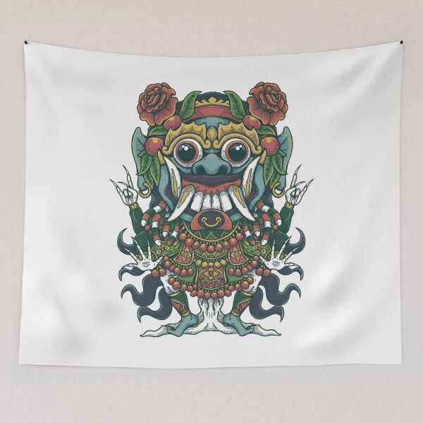 Item preview, green Bali rangda illustration designed and sold by Goba Bali Studio.