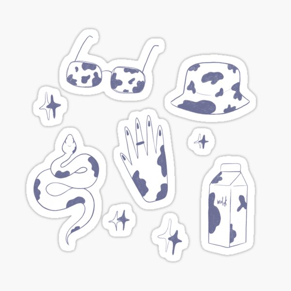 Meow cow print sticker set Purple Sticker