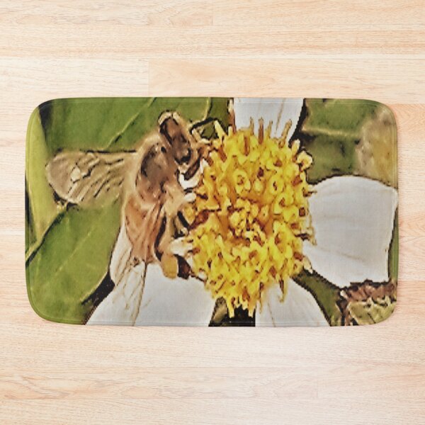 Item preview, YELLOW AND WHITE FLOWER WITH BEE DESIGN designed and sold by Coolklaset.
