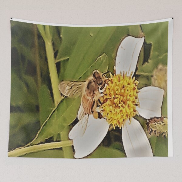 Item preview, YELLOW AND WHITE FLOWER WITH BEE DESIGN designed and sold by Coolklaset.