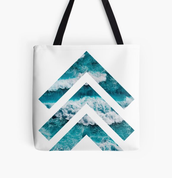 Collision of blue ocean waves with coast of the istand All Over Print Tote Bag