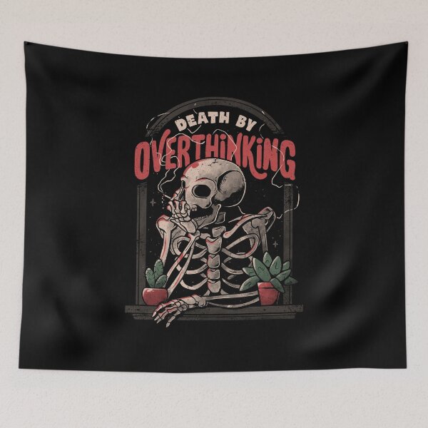 Item preview, Death By Overthinking - Funny Skull Gift designed and sold by EduEly.