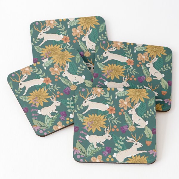 Item preview, Floral Jackalopes designed and sold by latheandquill.