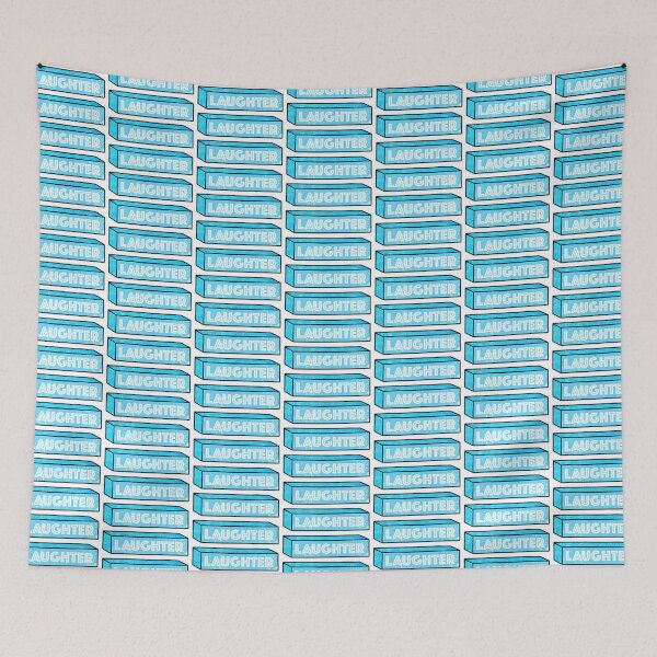 Item preview, Old lightbox sign with the word Laughter designed and sold by FontGraphics.