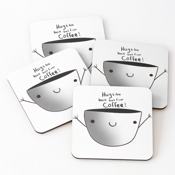 Item preview, Black and White Hugs are back but first coffee! designed and sold by maisiriva.