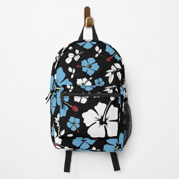 Item preview, Blue and White Hibiscus on Black designed and sold by Planet Kimberly.