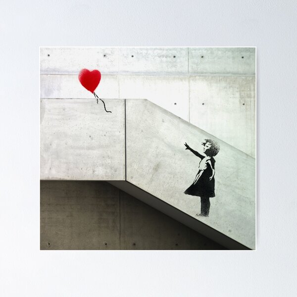  Personalized Romantic Valentine's Day – Easel Backed Tabletop  or Wall Art. Perfect for Wedding Anniversary. (17 - Heart Balloon (Banksy  Style)): Posters & Prints