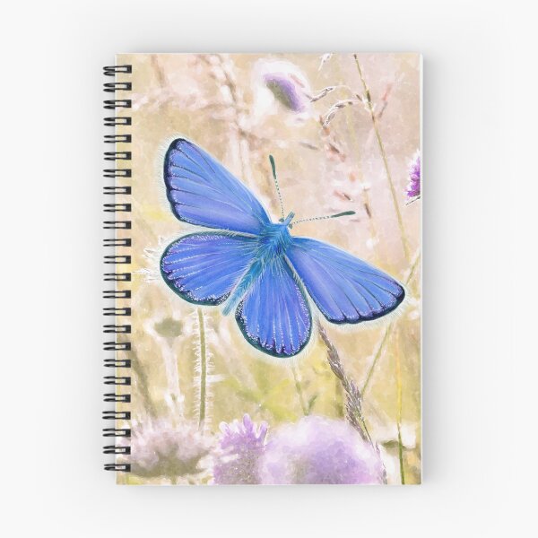 Item preview, Adonis Blue Butterfly and Wildflowers Watercolor Painting Artwork designed and sold by Alison Langridge.