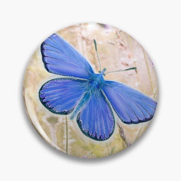 Item preview, Adonis Blue Butterfly and Wildflowers Watercolor Painting Artwork designed and sold by Alison Langridge.