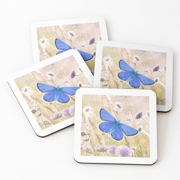 Item preview, Adonis Blue Butterfly and Wildflowers Watercolor Painting Artwork designed and sold by Alison Langridge.