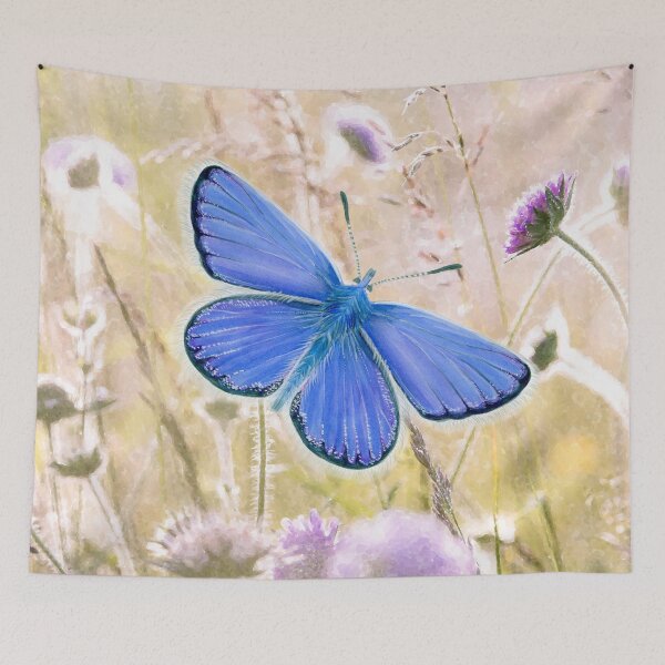 Item preview, Adonis Blue Butterfly and Wildflowers Watercolor Painting Artwork designed and sold by Alison Langridge.