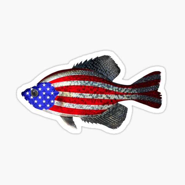American Flag Crappie Fishing Decal Angler Boat Sticker