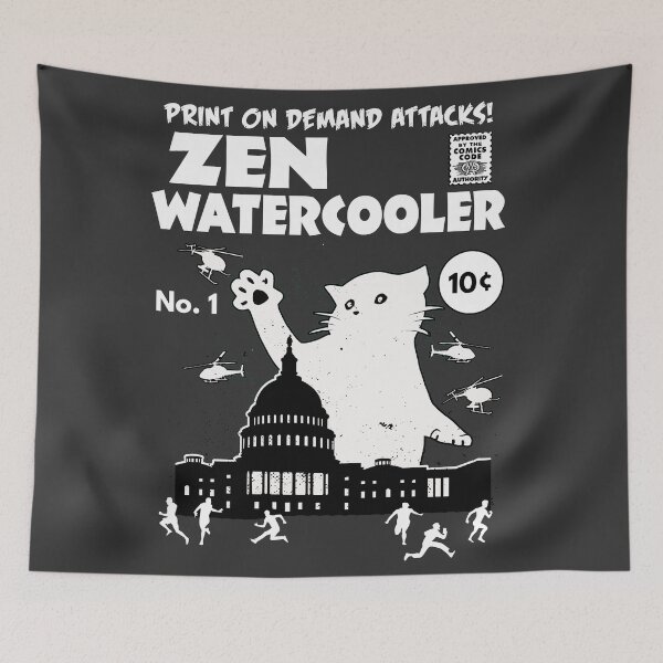 Item preview, CAT ATTACK COMIC BOOK WHITE TEXT designed and sold by Zen Watercooler.