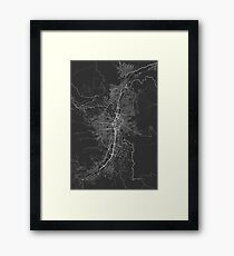 Medellin, Colombia Map. (White on black) Framed Print