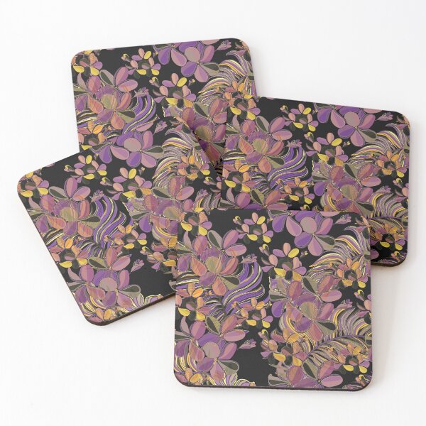 Artikelvorschau, Hawaiianisch - polynesisch - samoanisches Vintage-Tiare-Plumeria-Muster in Schwarz und Ocker entworfen und verkauft von sunnthreads.