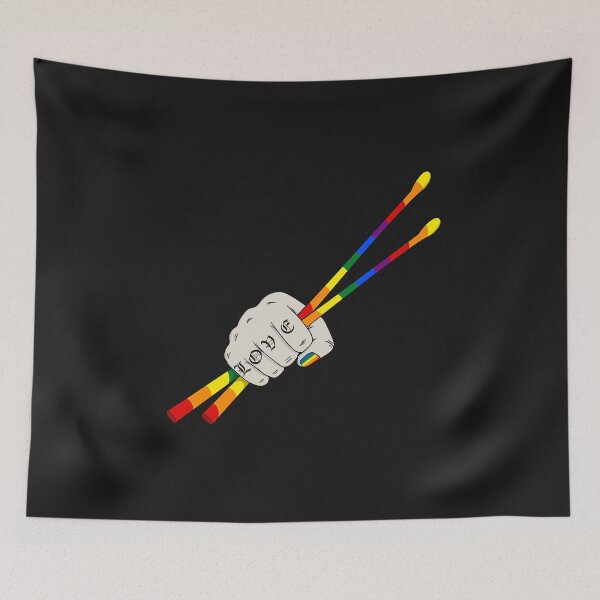 Item preview, LGBT Drumsticks Fist Drums Drum Love Rainbow Musician Drummer Gift designed and sold by TheAplus.