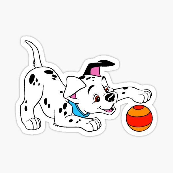"Can You Adopt Me ? Dalmatian with his toy" Sticker for Sale by