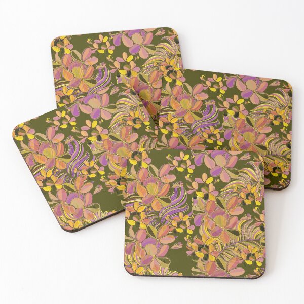 Artikelvorschau, Hawaiianisch-polynesisch-samoanisches Vintage-Ocker-Tiare-Plumeria-Muster entworfen und verkauft von sunnthreads.